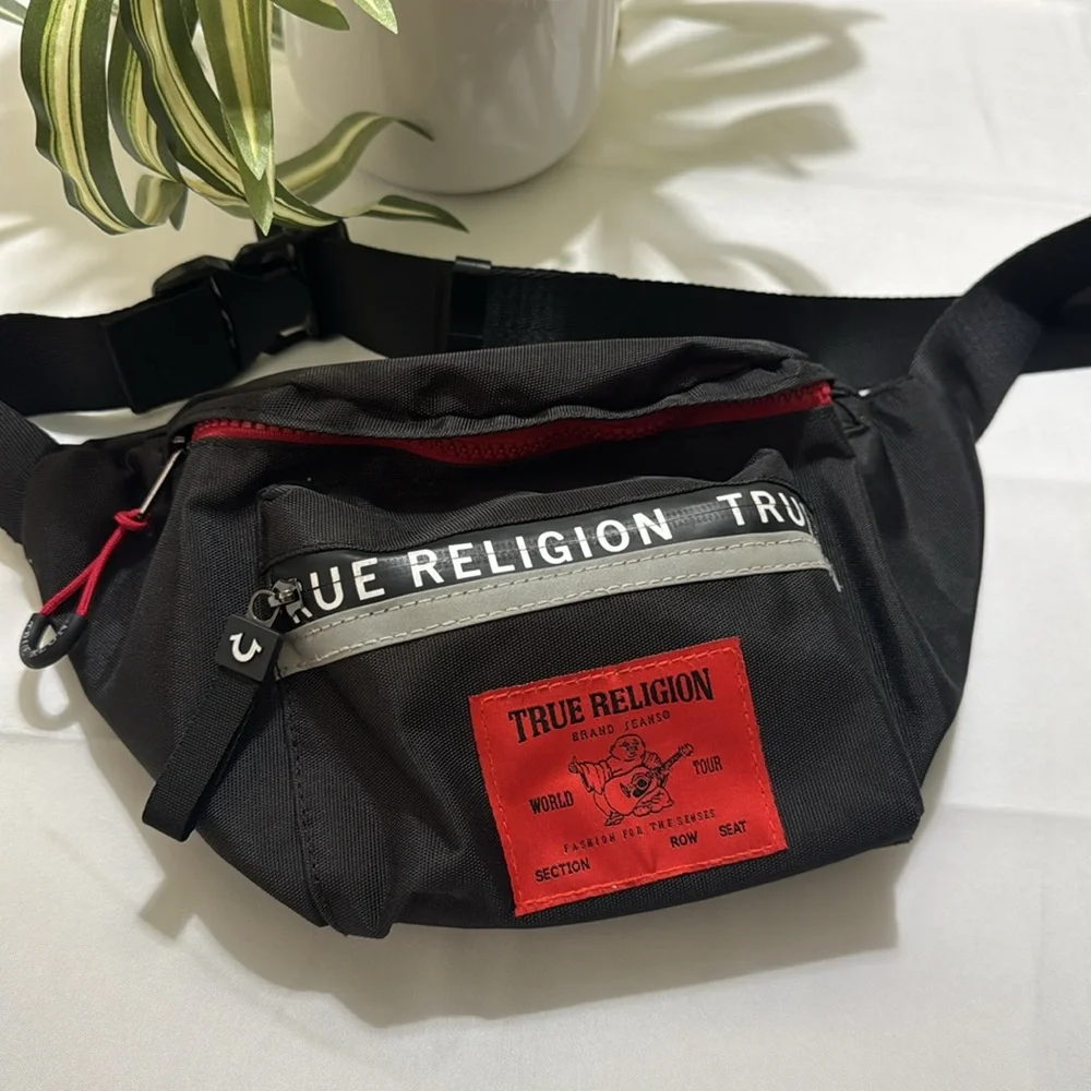 True Religion Black Red Accent Belt Bag